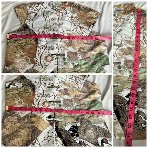 Citron floral short sleeve button down blouse size large - Picture 7 of 7